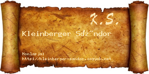 Kleinberger Sándor névjegykártya
